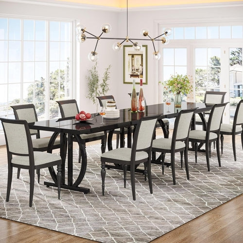 63" Black Rectangular Dining Table for 4–6 People – Metal Frame & MDF Top