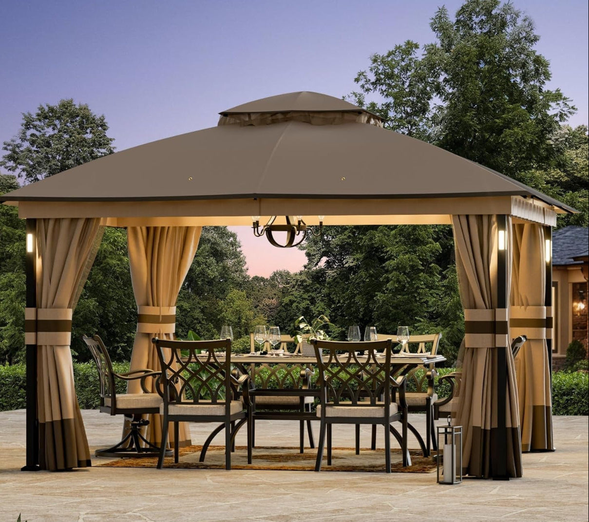 Heavy Duty Outdoor Gazebo with LED Lights and Speaker